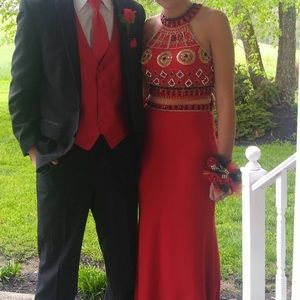 Red 2 piece prom formal dress size 0
